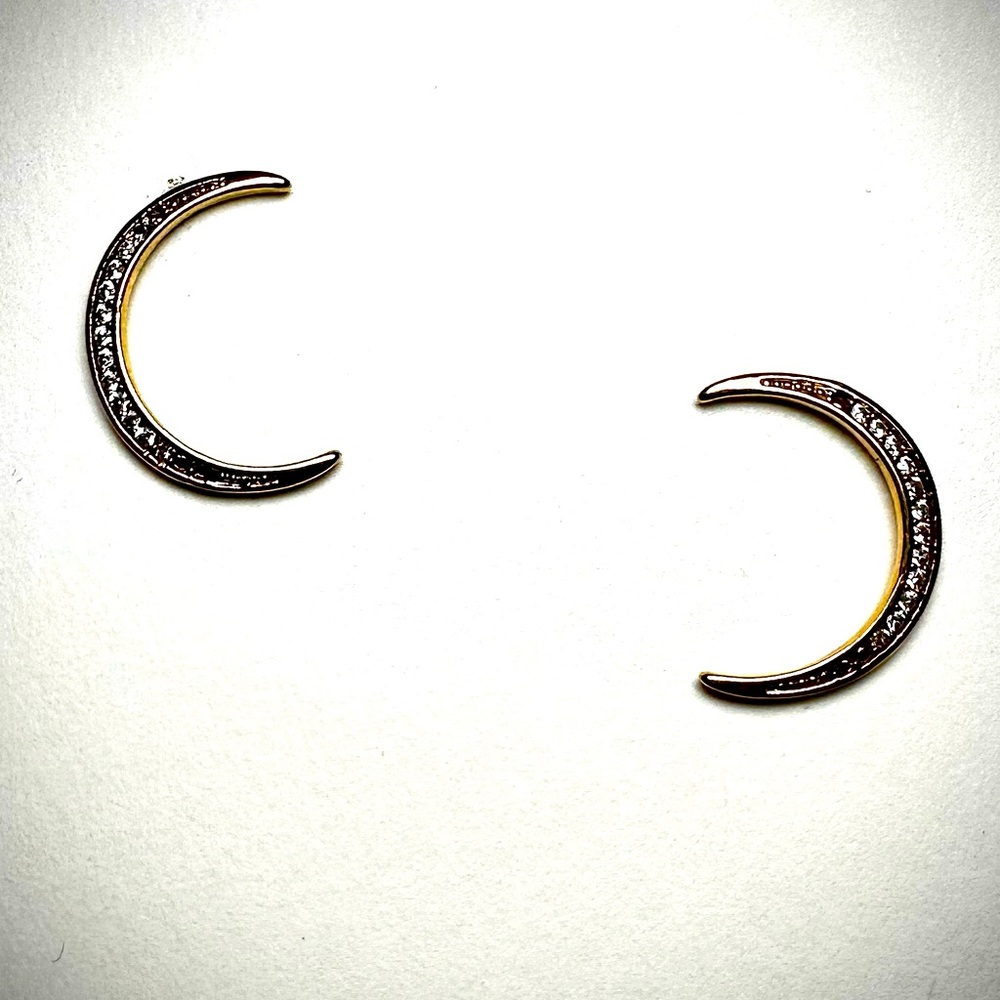 Anthropologie Gold Crescent Moon Post Earrings